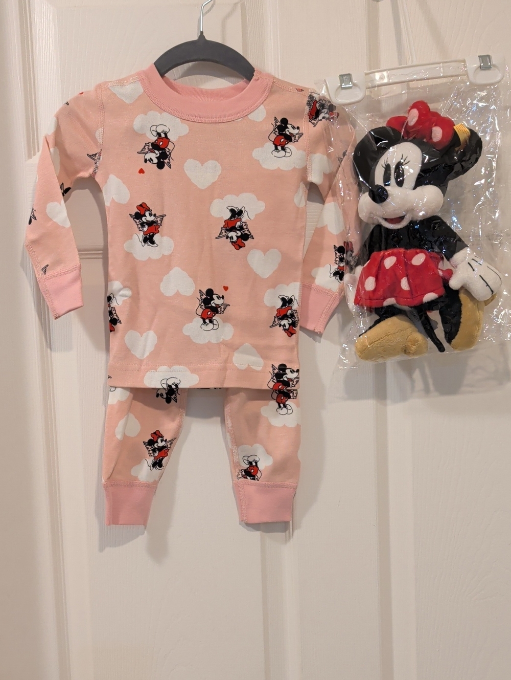Hanna Andersson Kids Pink Minnie Mouse Heart Pajama Set & Steiff Minnie Mouse